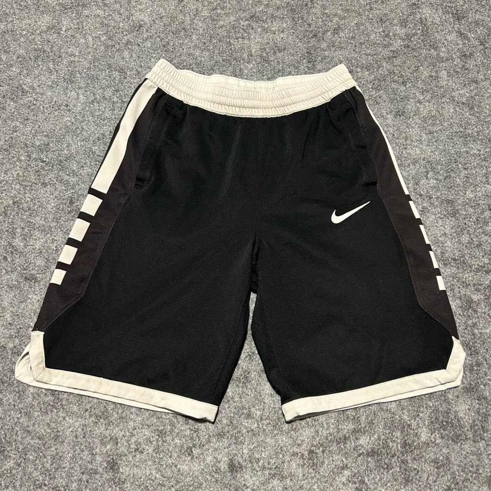 Nike Dri-FIT Basketball Shorts Black‎ White Side Stripe Kids Size XL Retro Style